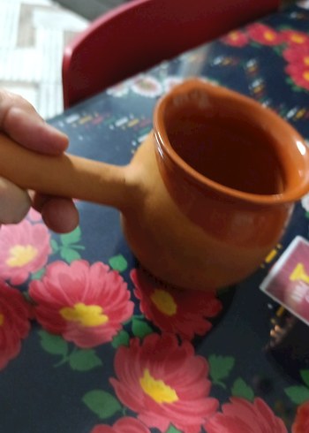 2 tane cezve bakır cezve ve toprak cezve - Görsel 7