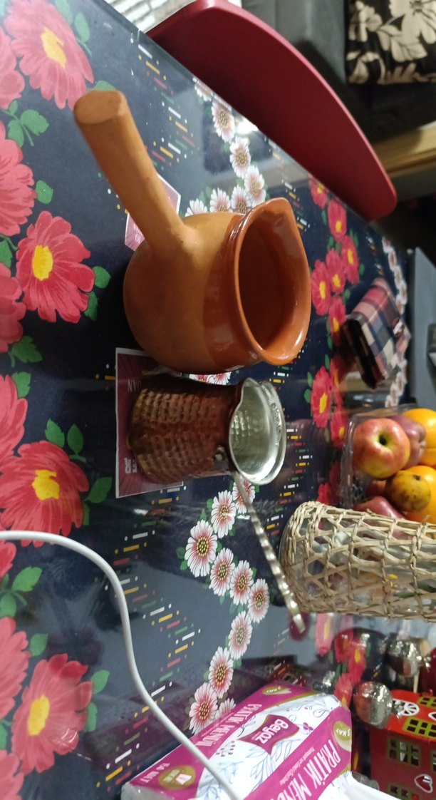 2 tane cezve bakır cezve ve toprak cezve - Görsel 2