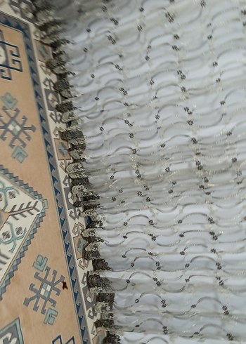 İşlemeli Beyaz Gri Perde - Görsel 8