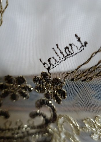 İşlemeli Beyaz Gri Perde - Görsel 9