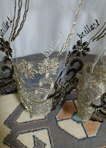 İşlemeli Beyaz Gri Perde - Görsel 15