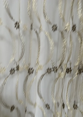 İşlemeli Beyaz Gri Perde - Görsel 3