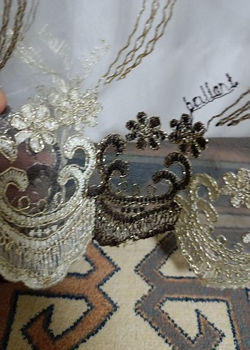 İşlemeli Beyaz Gri Perde - Görsel 12