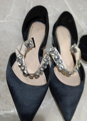 Siyah Parlak Yılan Desenli Tokalı Stiletto Kadın Ayakkabı38 no - Görsel 11