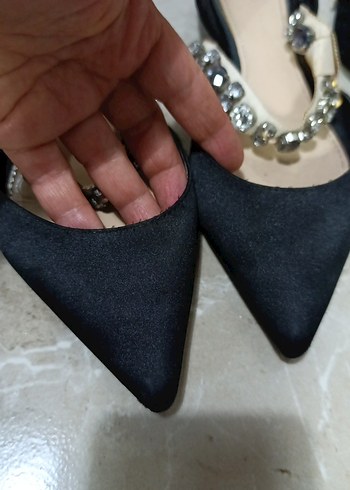 Siyah Parlak Yılan Desenli Tokalı Stiletto Kadın Ayakkabı38 no - Görsel 10