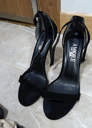 Siyah Parlak Yılan Desenli Tokalı Stiletto Kadın Ayakkabı38 no - Görsel 13