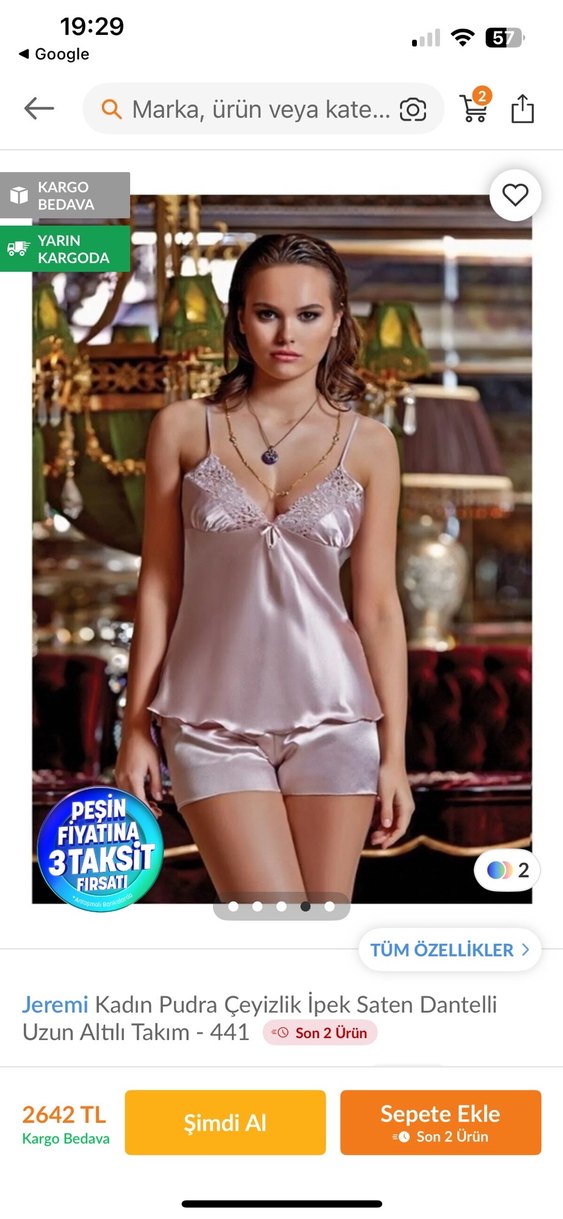 Jeremi Pembe İşlemeli Uzun Kollu Bohem Kadın Gecelik seti - Görsel 3