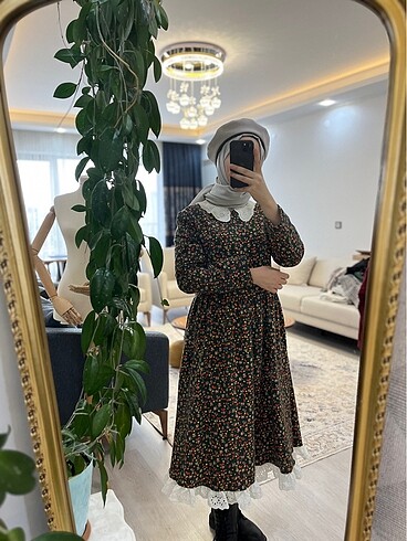 38 Beden haki Renk Vintage pazen elbise