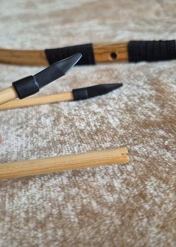 ahşap bambu ok ve yay - Görsel 8