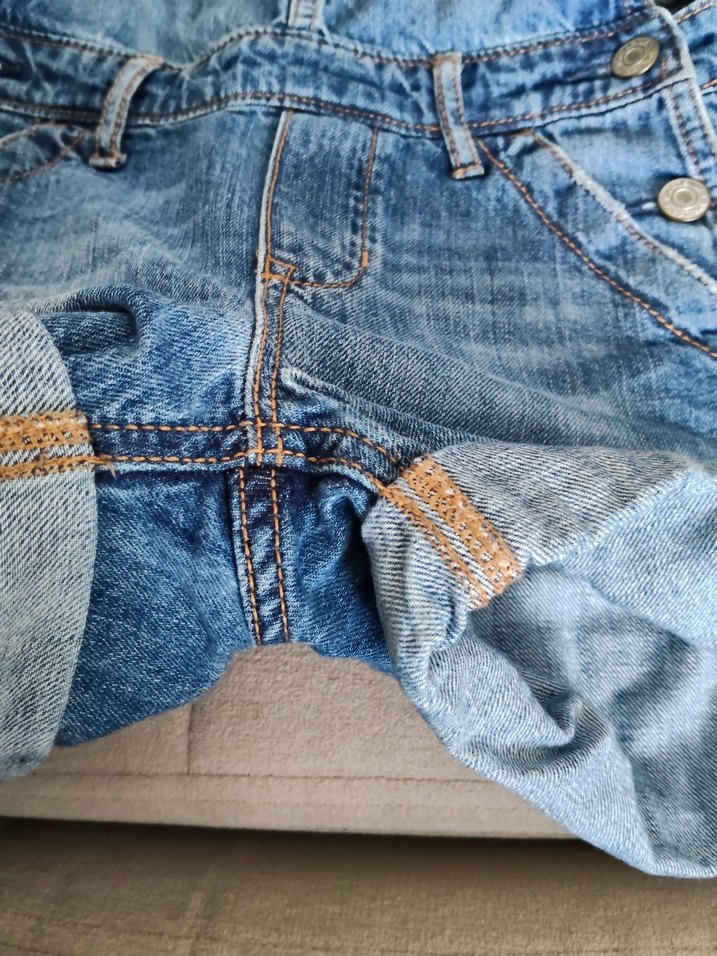 Kız çocuk Mavi Denim Kısa Salopet - Görsel 2