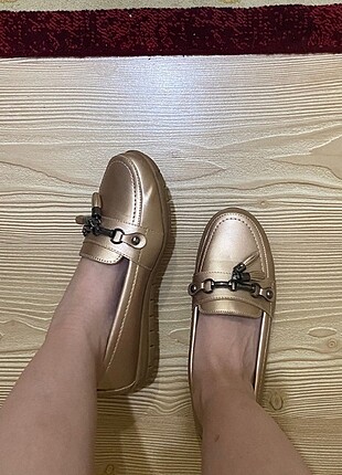 38 Beden altın Renk Ayakkabı loafer