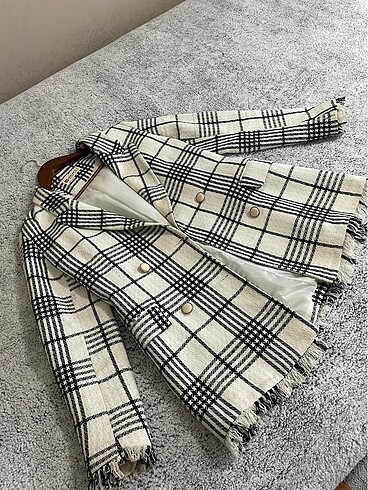 Ekoseli Blazer Tüvit Ceket