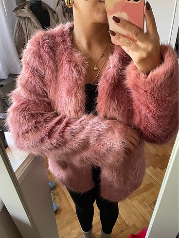 Bershka Bershka Pembe Kürk Ceket