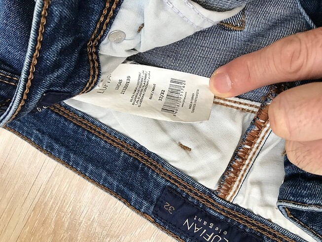 32 Beden Lufian erkek jean iki defa giyildi