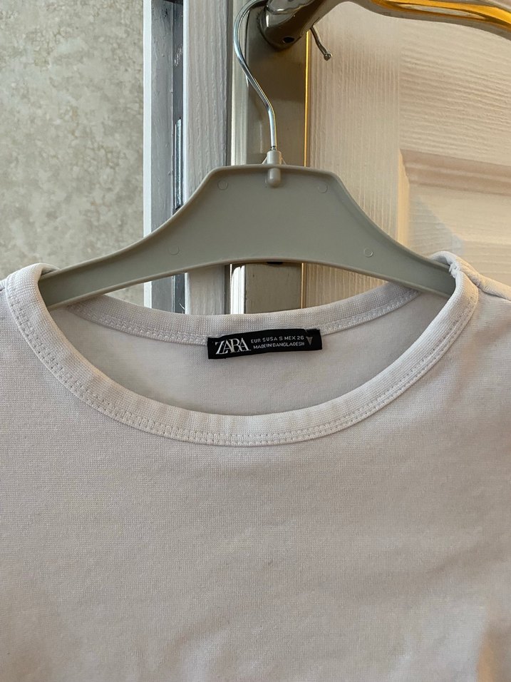 Beyaz Kız Çocuk Kısa Kollu Basic Tişört - Görsel 3