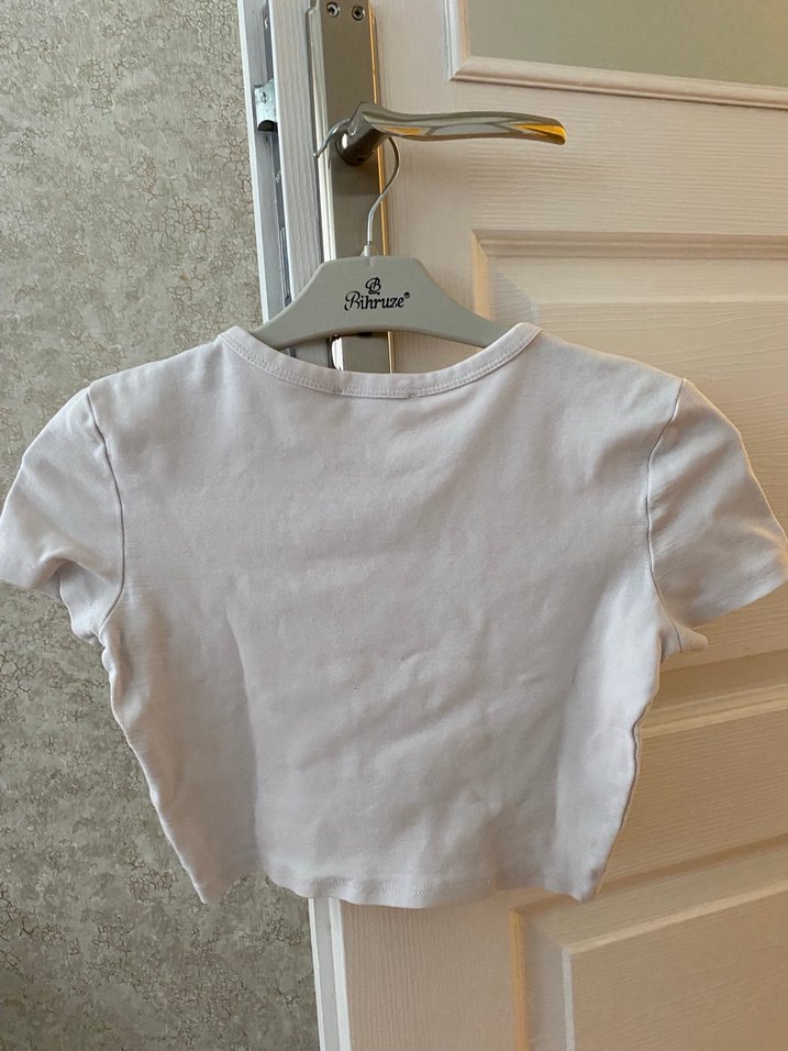 Beyaz Kız Çocuk Kısa Kollu Basic Tişört - Görsel 4