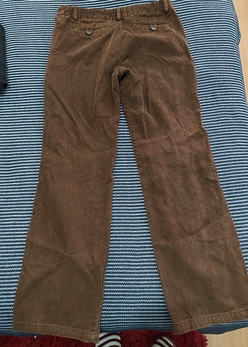 Kahverengi Kadın kadife  Kumaş Pantolon - Görsel 4