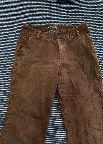 Kahverengi Kadın kadife  Kumaş Pantolon - Görsel 2