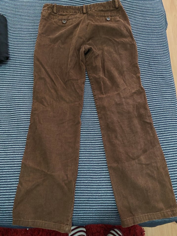 Kahverengi Kadın kadife  Kumaş Pantolon - Görsel 4