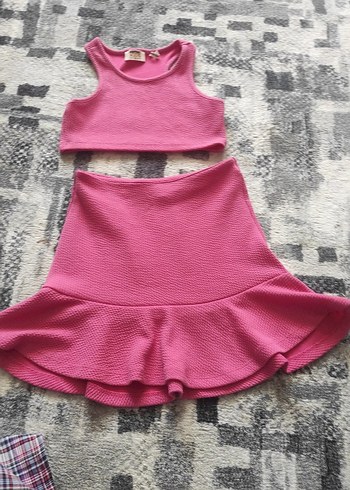 Pembe Kız Çocuk Volanlı Etek