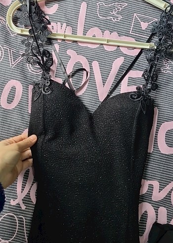 Dantel Detaylı Siyah Midi Strappy Elbise - Görsel 4