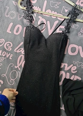 Dantel Detaylı Siyah Midi Strappy Elbise - Görsel 5