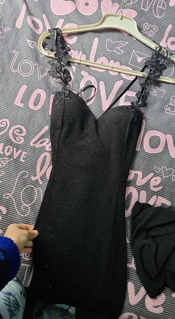 Dantel Detaylı Siyah Midi Strappy Elbise - Görsel 5