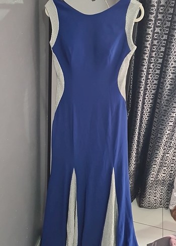 Mavi Drapeli Uzun Abiye Elbise - Görsel 3