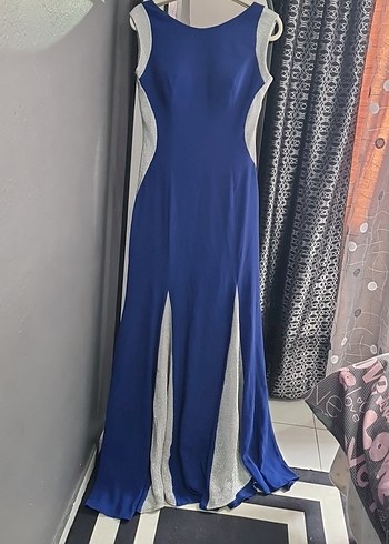 Mavi Drapeli Uzun Abiye Elbise - Görsel 2