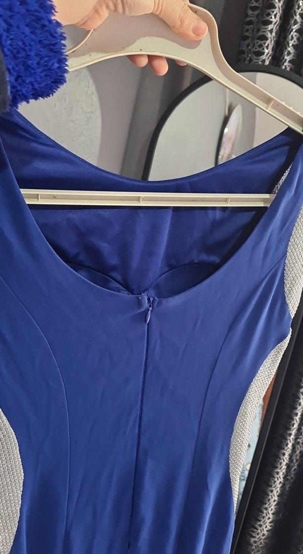 Mavi Drapeli Uzun Abiye Elbise - Görsel 5