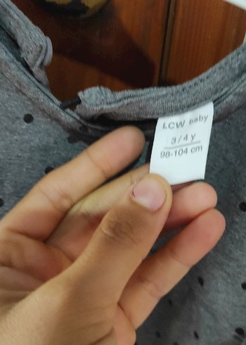 4 Yaş Beden Puantiye Desenli Gri Kız Elbisesi