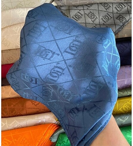İthal parlak D Desen indigo Eşarp