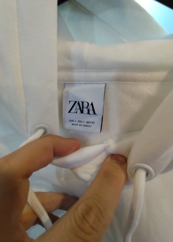 Beyaz Kapüşonlu Rahat Kesim unisex Sweatshirt - Görsel 8