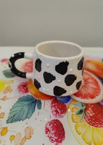 Renkli Desenli Beyaz Seramik Fincan - Görsel 10