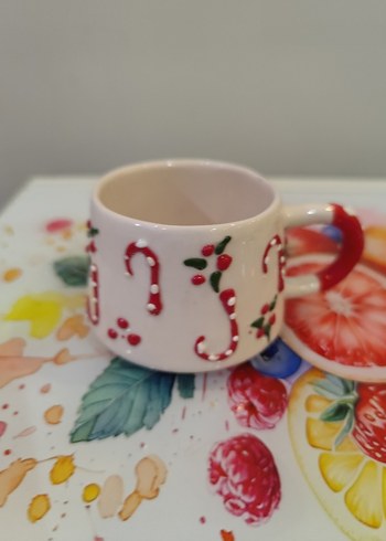 Renkli Desenli Beyaz Seramik Fincan - Görsel 15