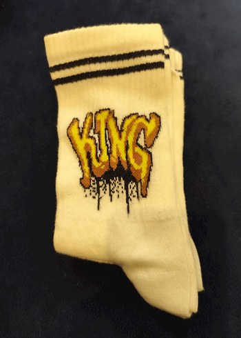 Sarı Nakışlı Erkek Çorap - Görsel 2