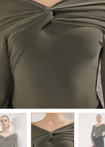 Omuz Detaylı Kadın Bluz - Haki - Görsel 2