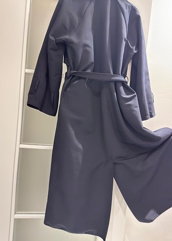 Kadın Siyah Kemerli Uzun Keten Trençkot - Görsel 2