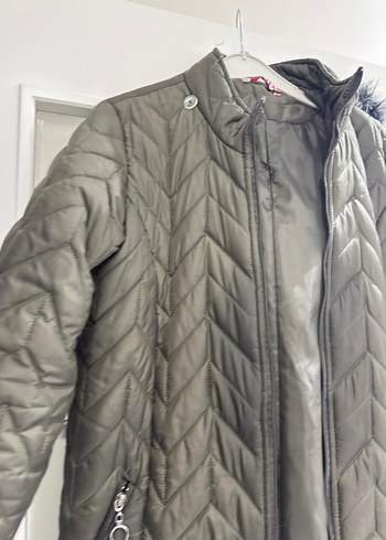 Gri Uzun Kadın Kışlık Mont Kürklü - Görsel 3