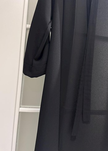 Siyah Kemerli Uzun Keten Kadın Elbise - Görsel 3