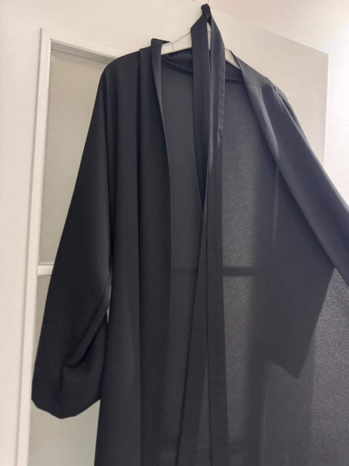 Siyah Kemerli Uzun Keten Kadın Elbise - Görsel 2