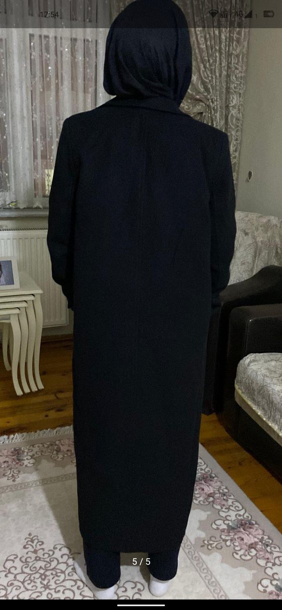 Siyah uzun kaşe kaban - Görsel 5