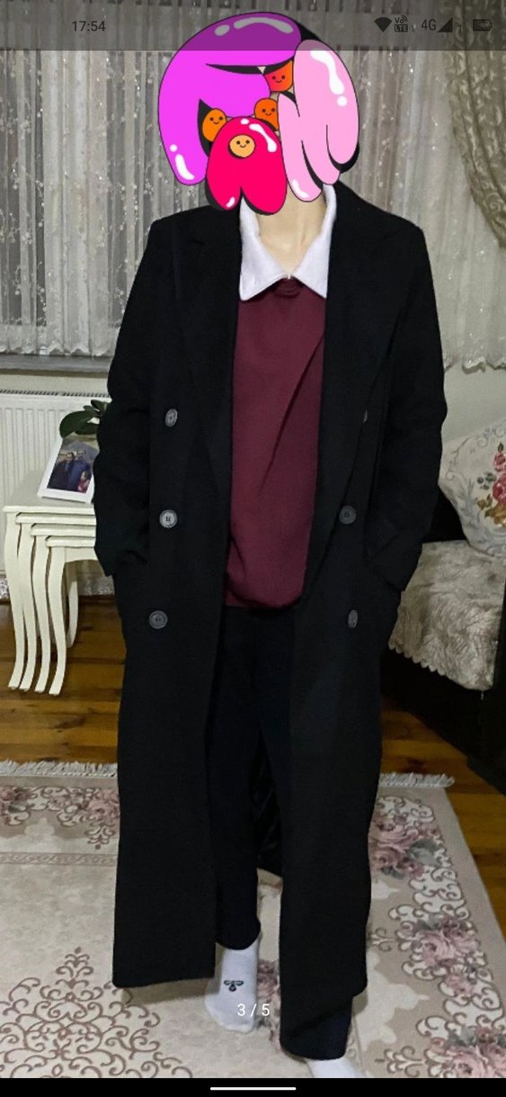 Siyah uzun kaşe kaban - Görsel 3