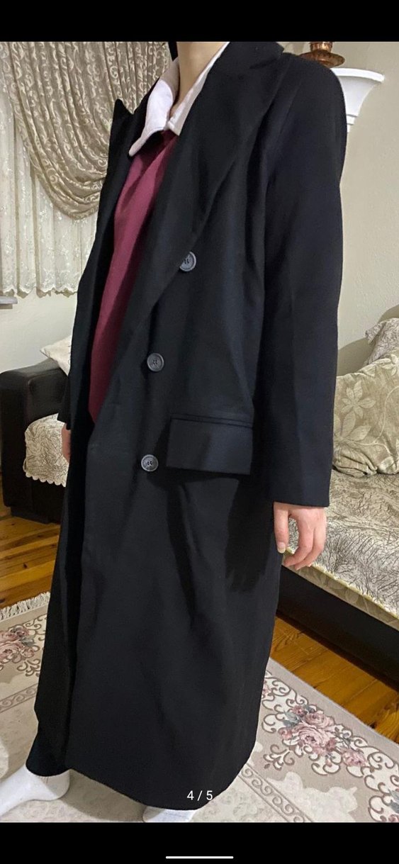 Siyah uzun kaşe kaban - Görsel 4