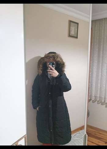 Kürklü Siyah Kadın Kışlık Mont - Görsel 3