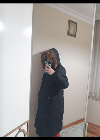 Kürklü Siyah Kadın Kışlık Mont - Görsel 2