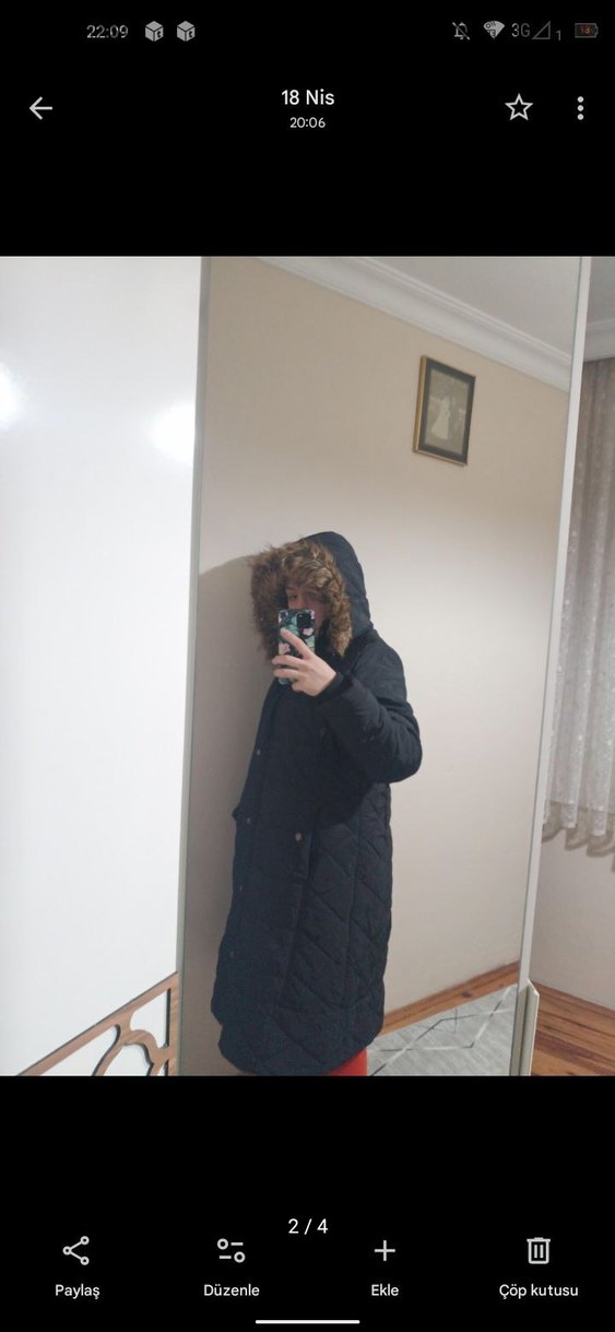 Kürklü Siyah Kadın Kışlık Mont - Görsel 2