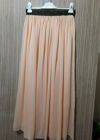 pudra Pilili Uzun şifon Kadın Etek - Görsel 2