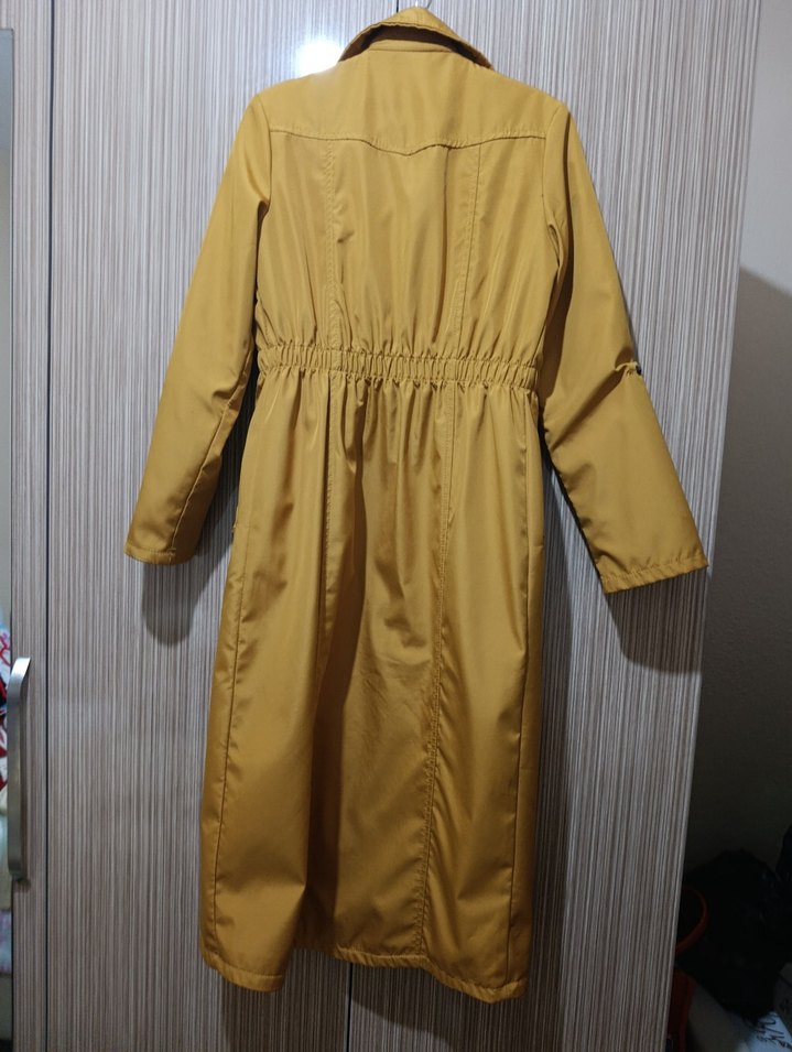 Sarı Uzun Kadın Trençkot - Görsel 2