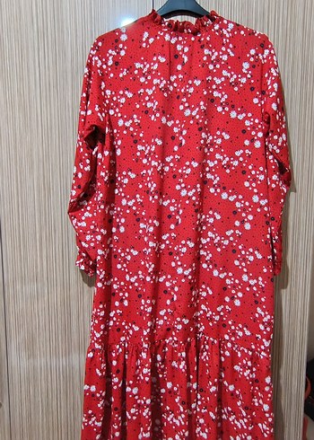 Kırmızı Uzun Bohem Kadın Elbise - Görsel 2